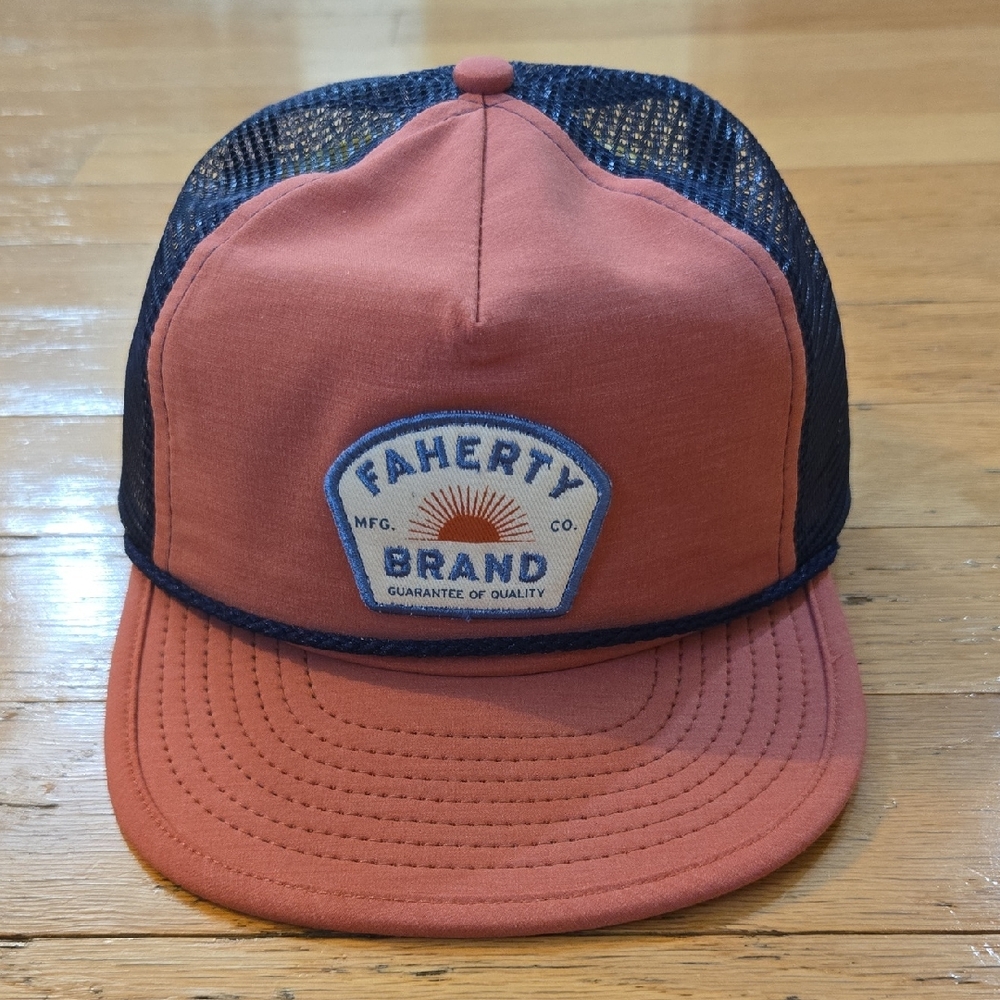 Faherty All Day Sun Trucker Summer Red One Size New With Tags